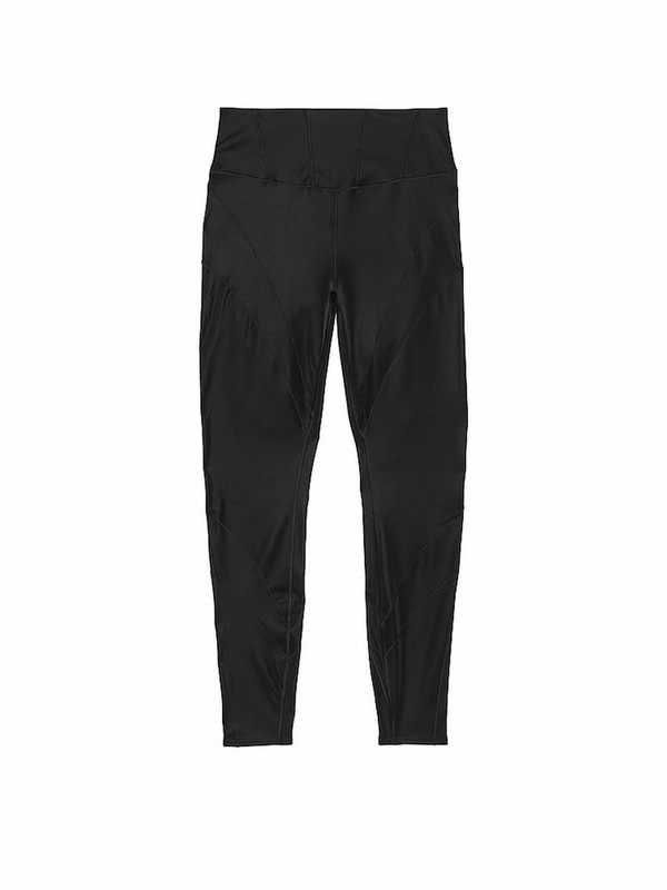 Black Victoria Secret VSX Leather Corset Leggings | RELDP6157