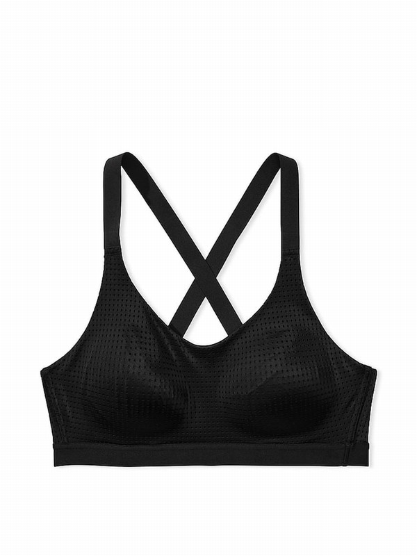 Black Victoria Secret VSX Lightweight Mesh Medium Impact Bras | WGYKC6149
