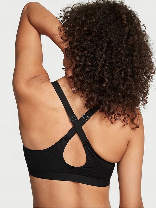 Black Victoria Secret VSX Lightweight Mesh Medium Impact Sports Bra | RKYNT3540