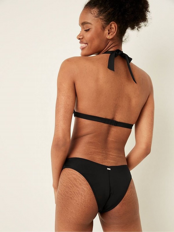 Black Victoria Secret V Front Bikini Bottom | UZEQP0479