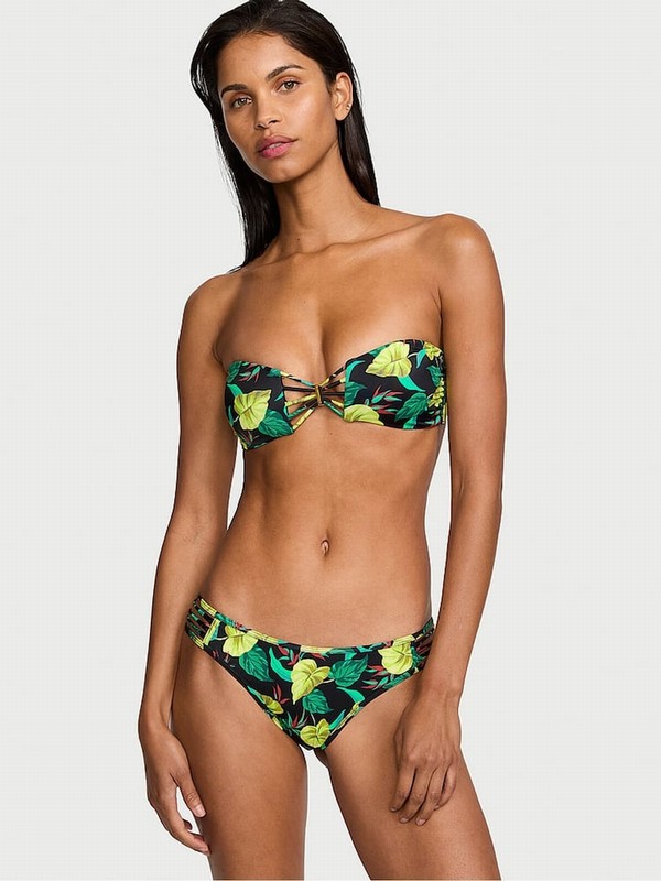 Black Victoria Secret Vintage Leaves Strapless Archive Bikini Top | EVYMQ0468