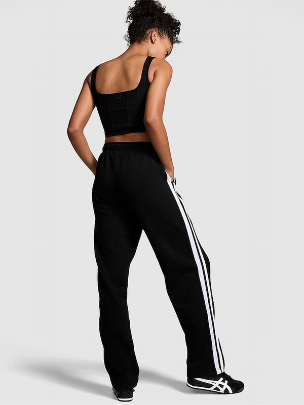 Black Victoria Secret Wide Leg Fleece Joggers | FCXOG8642