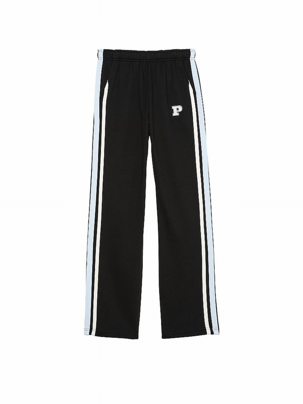 Black Victoria Secret Wide Leg Fleece Joggers | FCXOG8642
