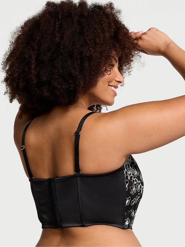 Black Victoria Secret Ziggy Glam EmbroideCorset Top Lingerie | XDWCE8561