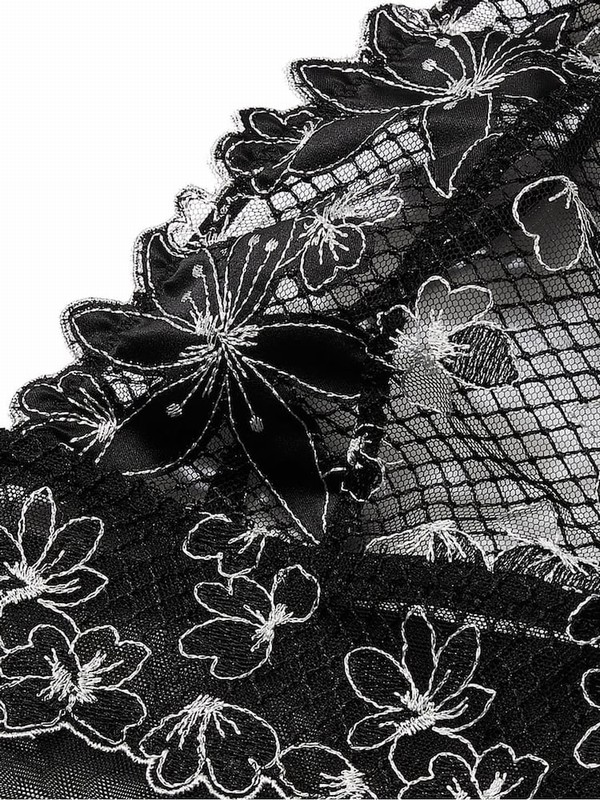 Black Victoria Secret Ziggy Glam Embroidery Plunge Bodysuit Lingerie | DKXYR1829