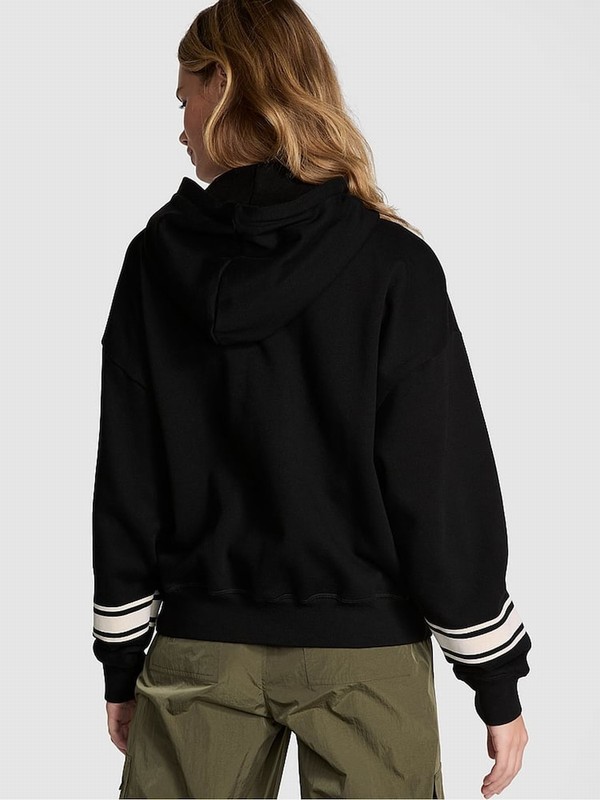 Black Victoria Secret Zip Up Fleece Hoodie | TBXMR7839