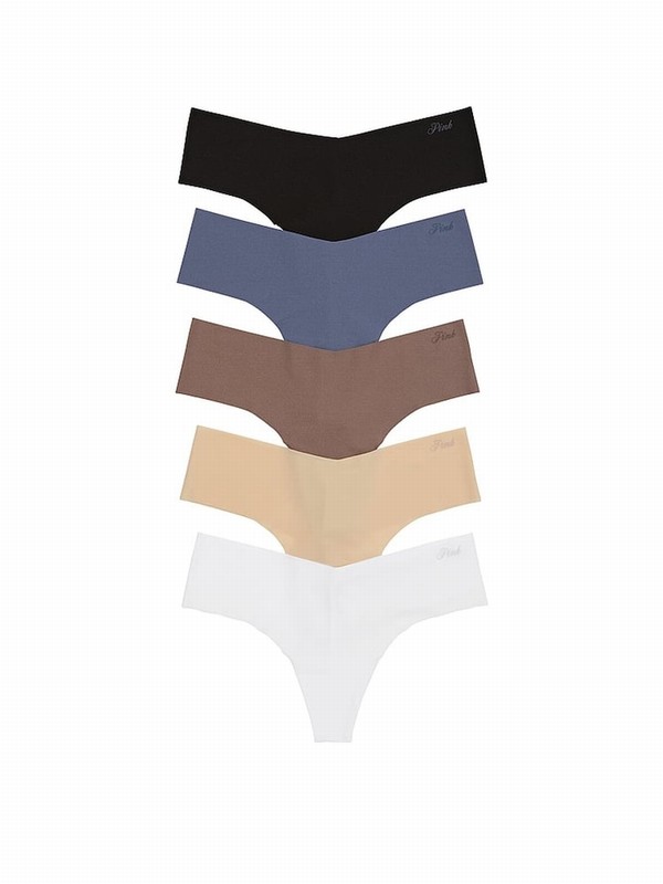 Black / Blue / Beige / White Victoria Secret Nude Thong 5 Pack Underwear | IGBUJ3567