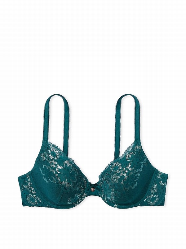 Black / Dark Green Victoria Secret Ivy Floral Full Cup Bras | FSMHY8064