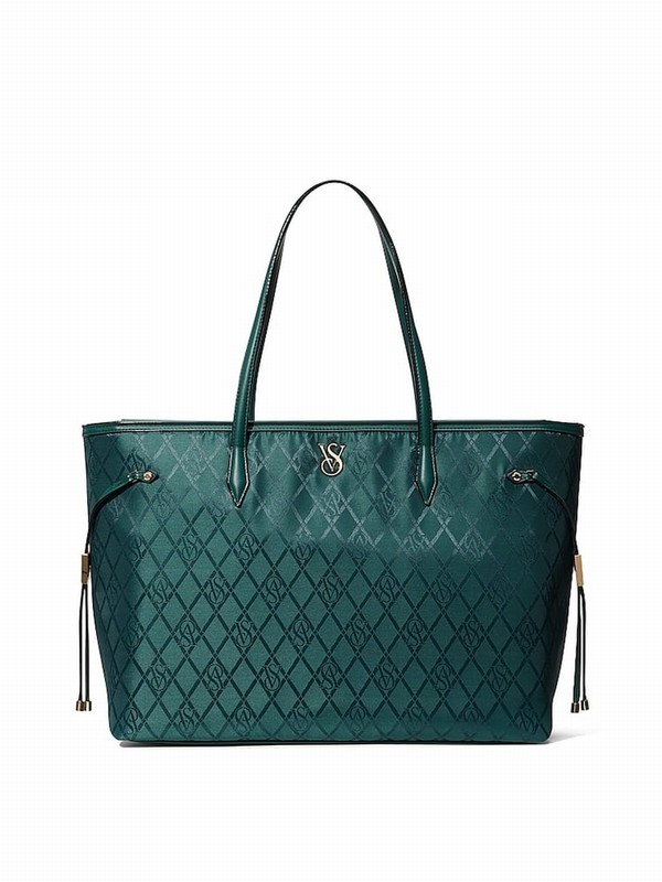 Black / Dark Green Victoria Secret Ivy Tote Bags | RNVOU5106