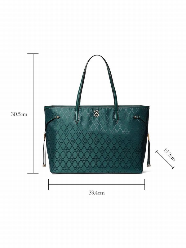 Black / Dark Green Victoria Secret Ivy Tote Bags | RNVOU5106