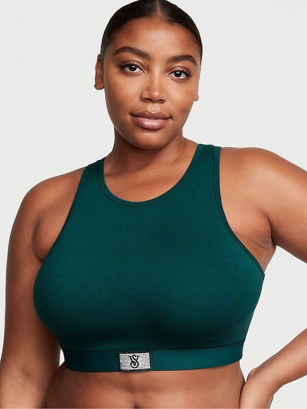 Black / Dark Green Victoria Secret Ivylette Low Impact Bras | BVQOA2756