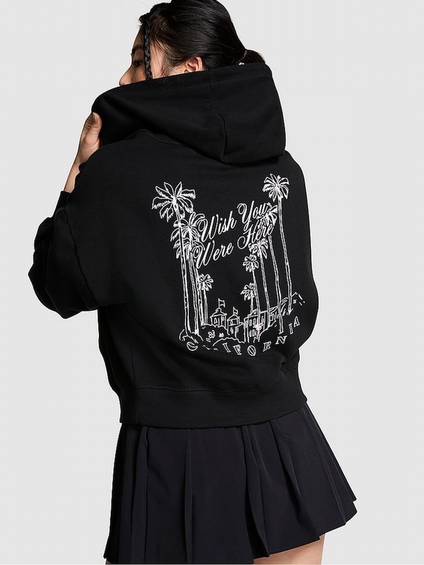 Black / Dark Green Victoria Secret Pure Beverly Hills Zip Up Ivy Fleece Full Zip Hoodie | KUHRJ0764