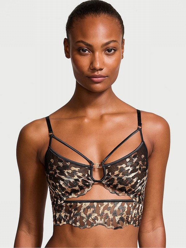Black / Leopard Victoria Secret Bralette EmbroideBra Bras | IOESK0179