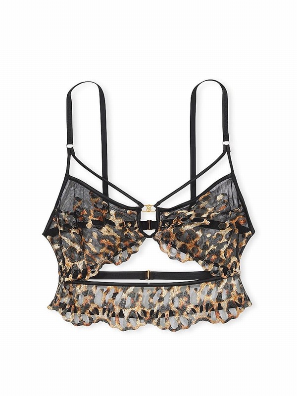 Black / Leopard Victoria Secret Bralette EmbroideBra Bras | IOESK0179