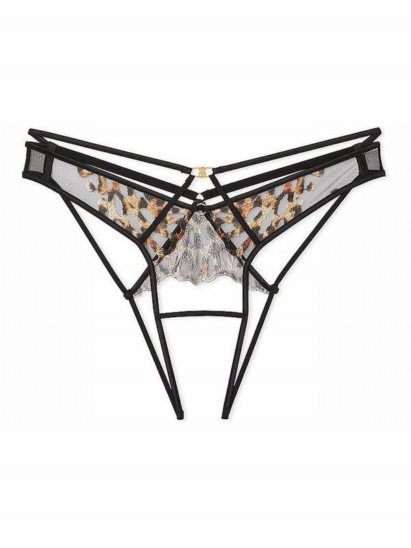 Black / Leopard Victoria Secret Brazilian EmbroideKnickers Underwear | MXNKF0792