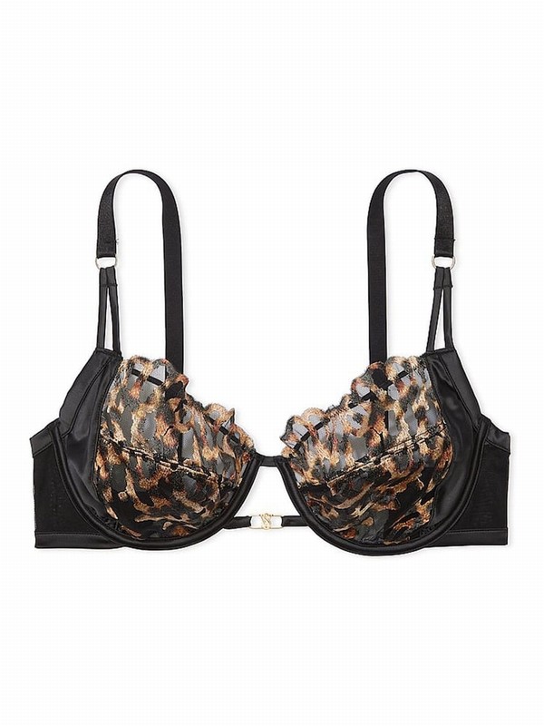 Black / Leopard Victoria Secret Full Cup EmbroideBra Bras | GALPF0745