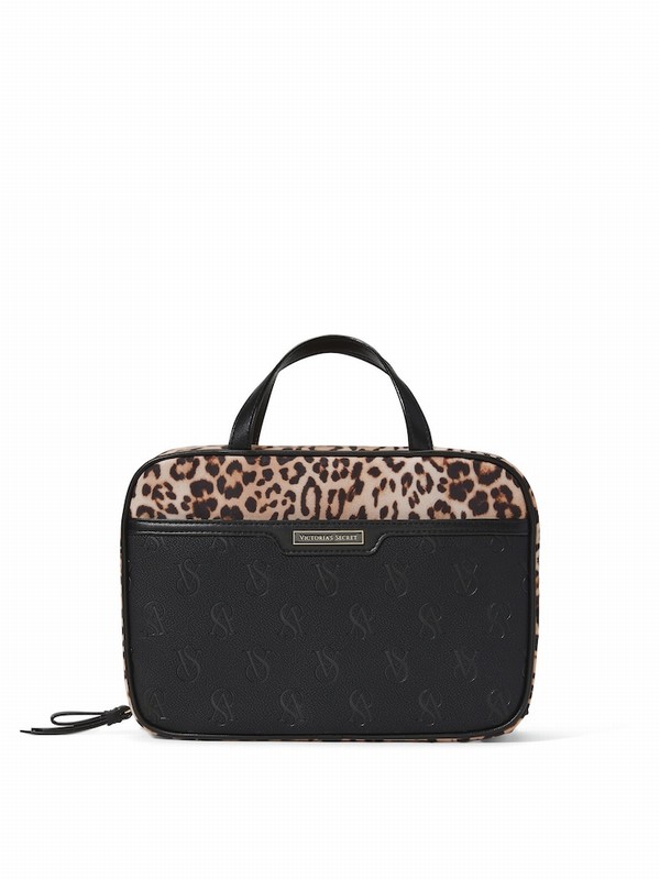Black / Leopard Victoria Secret Jetsetter Hanging Makeup Bag | WPDUB7089