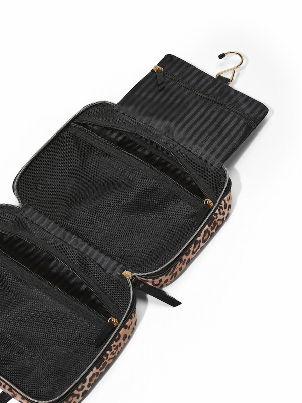 Black / Leopard Victoria Secret Jetsetter Hanging Makeup Bag | WPDUB7089