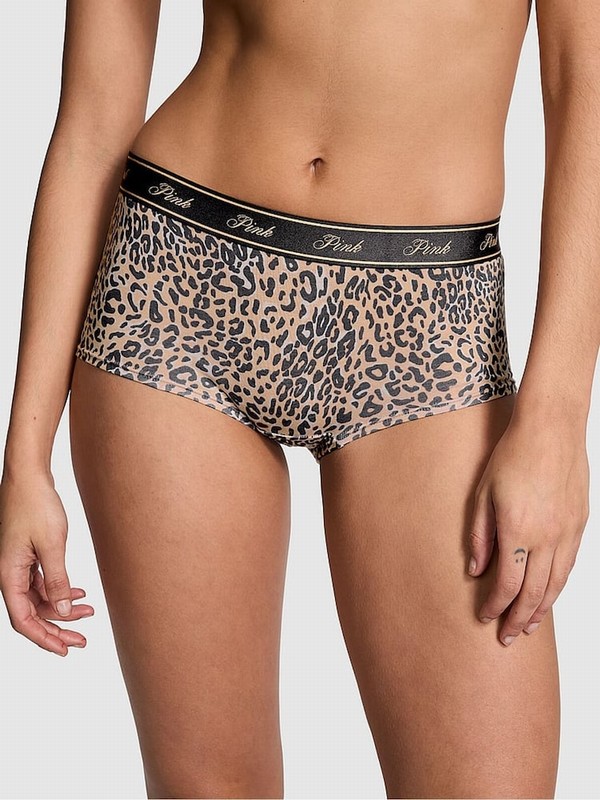 Black / Leopard / Burgundy / Pink Victoria Secret Black/Leopard/Burgundy/Short Logo 5 Pack Underwear | VMKYA8259