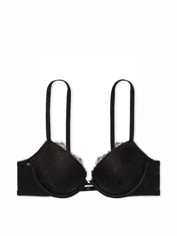 Black / Rose Victoria Secret Bombshell Push Up Lace Bras | SRNEA9605