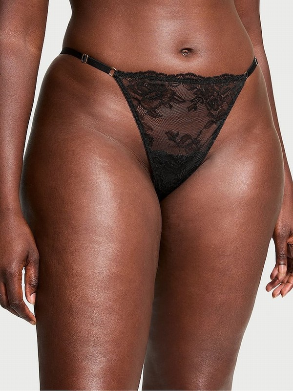 Black / Rose Victoria Secret G String Lace Underwear | YQVKA5213