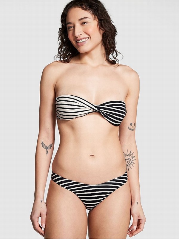 Black / Stripes Victoria Secret And Creamer Strapless Bikini Top | KUXPD5132