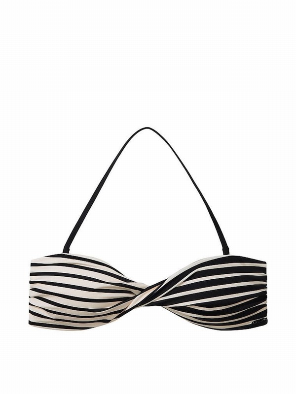 Black / Stripes Victoria Secret And Creamer Strapless Bikini Top | KUXPD5132