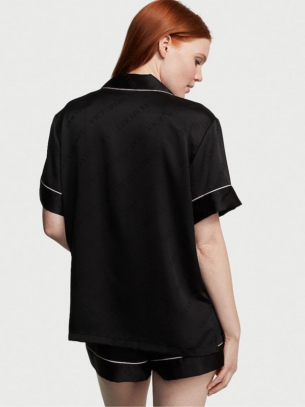 Black / Stripes Victoria Secret Diagonal Satin Nightwear | NHSOK0579