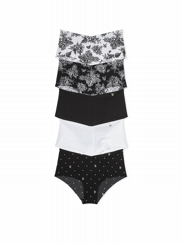 Black / White Victoria Secret Cheeky 5 Pack Underwear | MQPGU3146