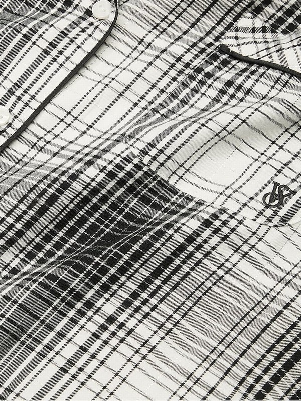 Black / White Victoria Secret Plaid Flannel Long Nightwear | RCBKM6817
