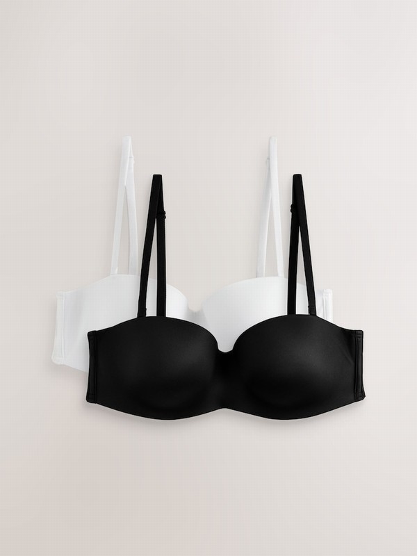 Black / White Victoria Secret Strapless Multiway Push Up 2 Packs Bras | HVXYB1894