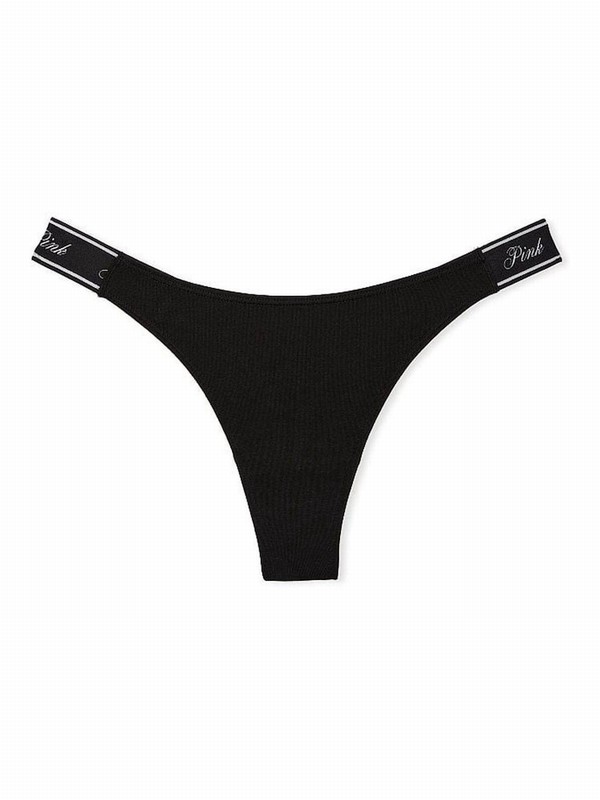 Black / White / Beige / Grey / Navy / Blue Victoria Secret Thong Logo 5 Pack Underwear | CSRJK7842