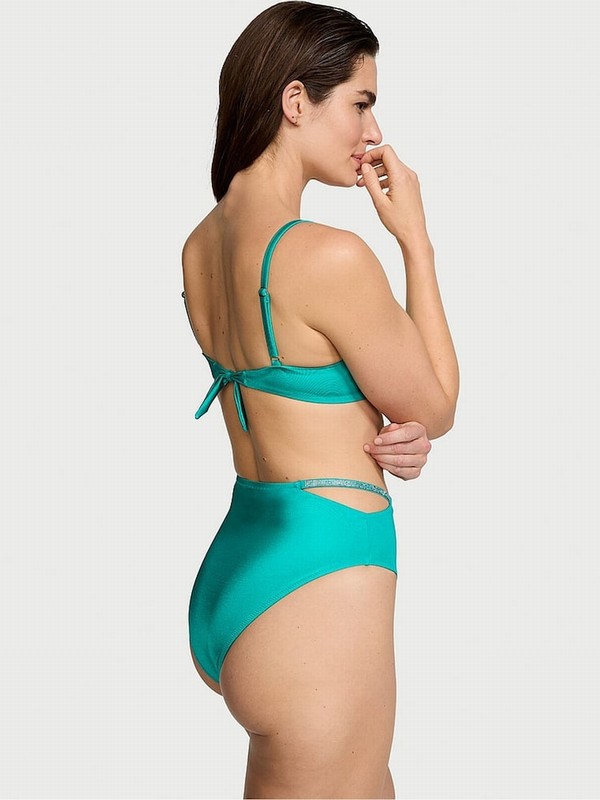 Blue Victoria Secret Capri Sea High Waisted Shine Strap Bikini Bottom | IDQKL6850