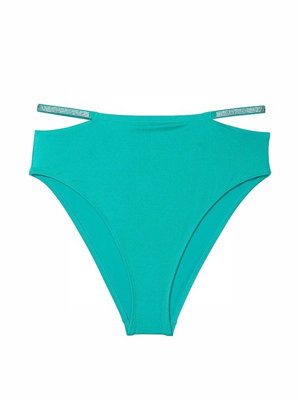 Blue Victoria Secret Capri Sea High Waisted Shine Strap Bikini Bottom | IDQKL6850