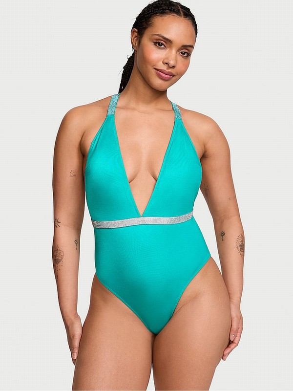 Blue Victoria Secret Capri Sea Shine Strapsuit Swimsuits | EIRHS1056