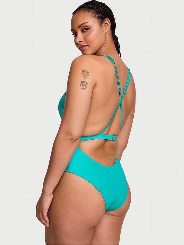 Blue Victoria Secret Capri Sea Shine Strapsuit Swimsuits | EIRHS1056