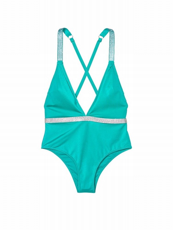 Blue Victoria Secret Capri Sea Shine Strapsuit Swimsuits | EIRHS1056