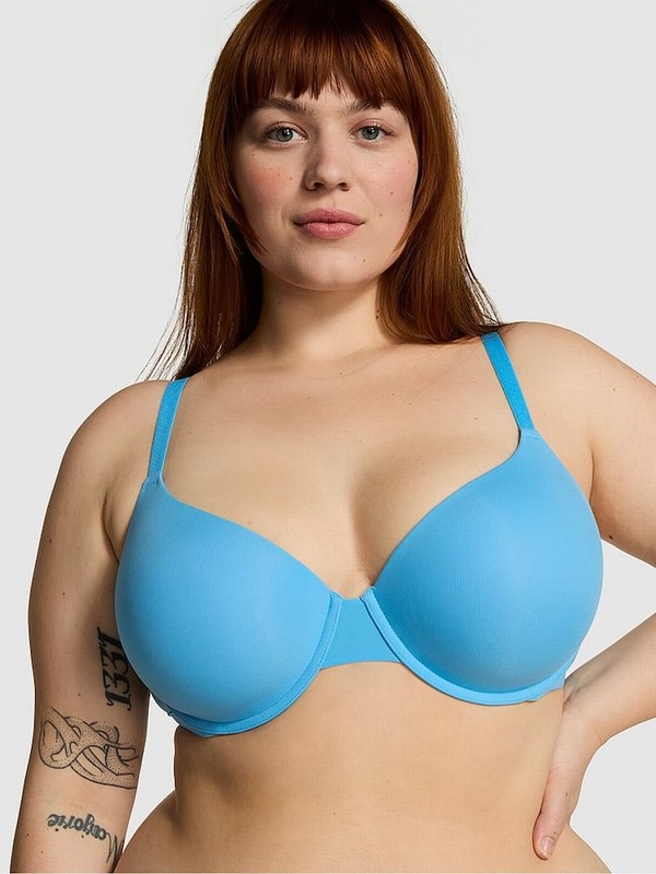 Blue Victoria Secret Castaway Rib Lightly Lined Demi Bras | QHLFY0891