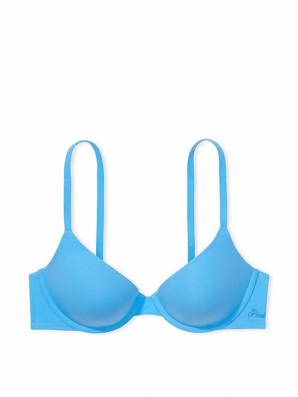Blue Victoria Secret Castaway Rib Lightly Lined Demi Bras | QHLFY0891