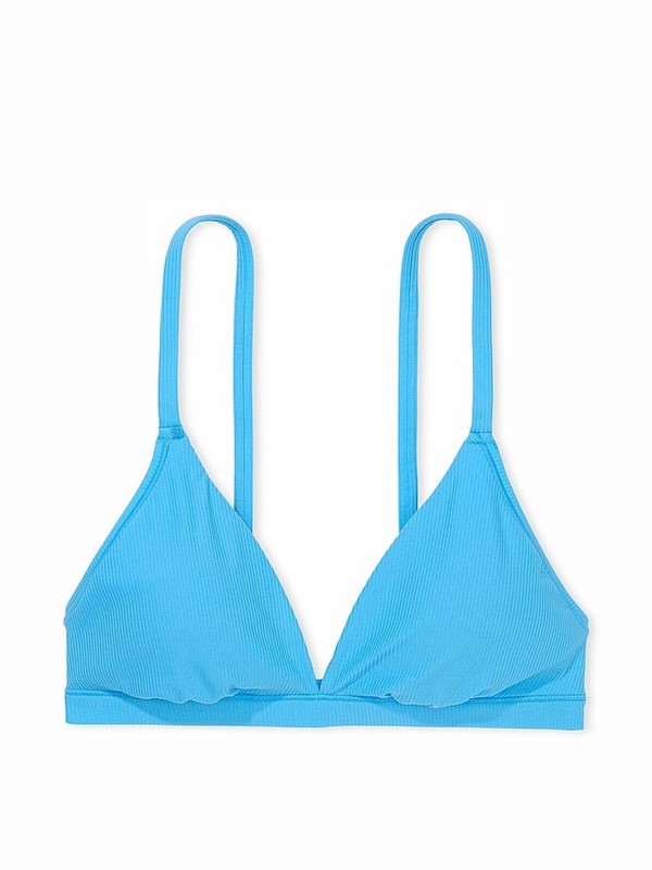 Blue Victoria Secret Castaway Rib Triangle Soft Stretchlette Bras | ZPLOE8761