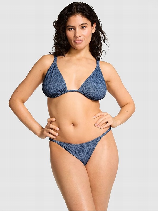 Blue Victoria Secret Denim Cheeky Bikini Bottom | PXWEO1923
