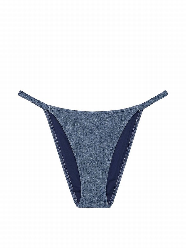 Blue Victoria Secret Denim Cheeky Bikini Bottom | PXWEO1923