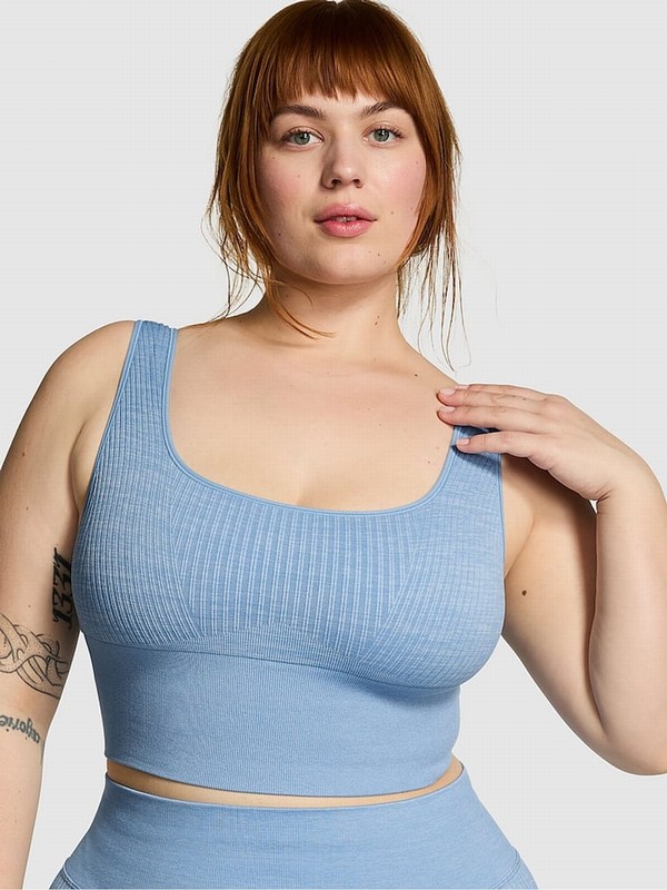 Blue Victoria Secret Denim Seamless Low Impact Bras | BLXGU9436