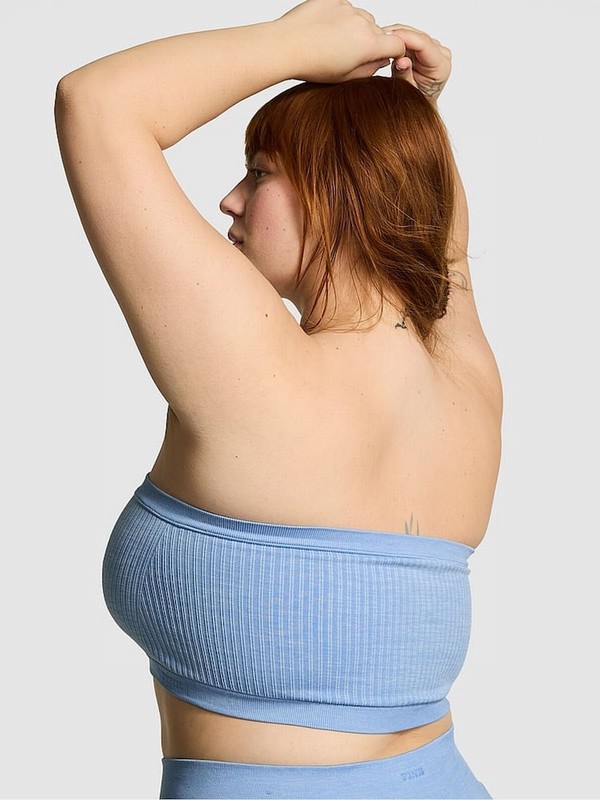 Blue Victoria Secret Denim Seamless Strapless Low Impactlette Bras | WFXEZ2387