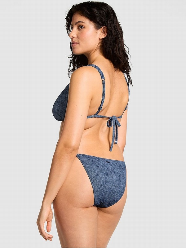 Blue Victoria Secret Denim Triangle Bikini Top | PQHSB9403