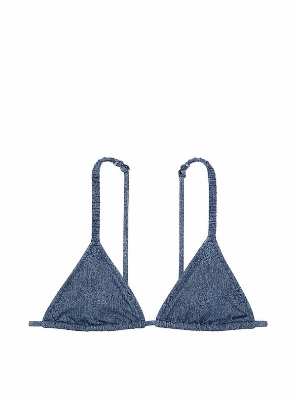 Blue Victoria Secret Denim Triangle Bikini Top | PQHSB9403