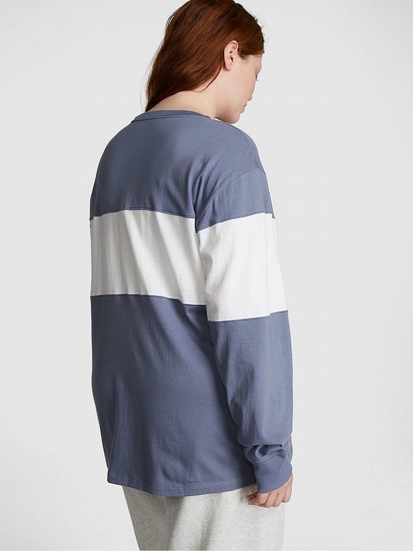 Blue Victoria Secret Dusty Iris Oversized Long Sleeve T Shirts | MGOEZ7862