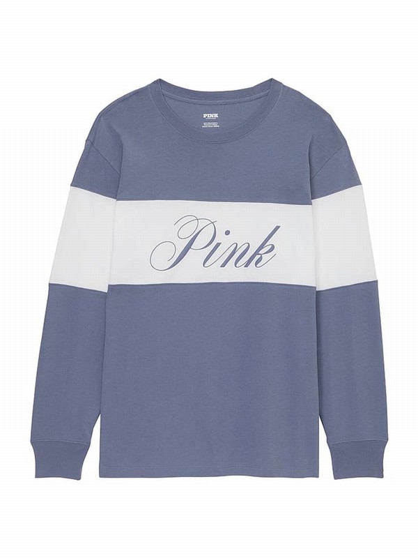 Blue Victoria Secret Dusty Iris Oversized Long Sleeve T Shirts | MGOEZ7862