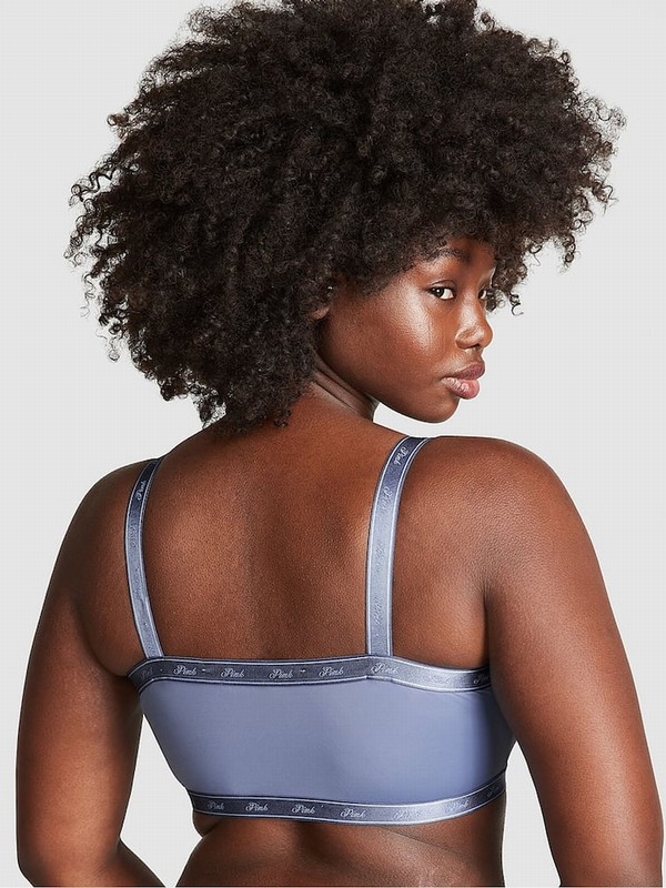 Blue Victoria Secret Dusty Iris Soft Stretch Logo Scooplette Bras | BEYOP4916