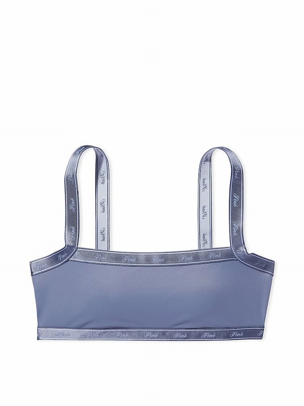 Blue Victoria Secret Dusty Iris Soft Stretch Logo Scooplette Bras | BEYOP4916